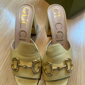 Yellow Gucci Baby Horsebit Mule